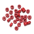Flat round red wooden beads with natural texture for DIY jewelry making crafts - 500 Pcs/Pack (3.5x6.5mm/Hole 2mm) / Red