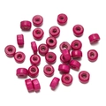 DIY rose red round flat wooden beads with center hole for handmade jewelry crafts - 500 Pcs/Pack (3.5x6.5mm/Hole 2mm) / Rose Red