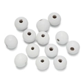 Perles rondes en bois blanc avec trou pour la création de bracelets et colliers DIY - 50 Pièces/Paquet (10mm/Trou 2.5mm) / Blanc