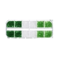 Kit di perline di vetro in 12 scomparti nei colori verde scuro, bianco e verde lime - 2mm (Circa 140 Pezzi Per Griglia) / Stile 09 (Set di Perline in Vetro 12 Griglie)