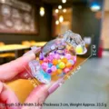 Cute acrylic candy shaker keychain with colorful beads for bag decor and gifts - Pendant Only (Without Clasp-Colorful)