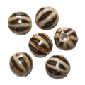 Brown and cream zebra striped ceramic beads in round and hexagonal shapes for jewelry DIY - Style 05 (Striped Hexagonal)