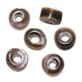 Polished dark brown and ivory ring-shaped ceramic beads for jewelry making - Style 08 (Donut Ring)