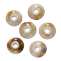Flat round ceramic beads with brown marble glaze and large hole for DIY jewelry - Style 09 (Flat Round Disk)
