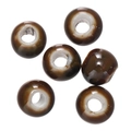 Brown and cream agate stone round beads with natural banded patterns and large holes - Style 15 (Big Hole Round Bead)