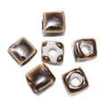 Brown and white glazed ceramic cube beads with marble pattern for DIY jewelry - Style 17 (Cube Shape)