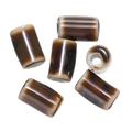 Polished agate patterned cylindrical ceramic beads with dark brown and beige stripes - Style 20 (Banded Cylinder)