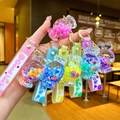 Luminous candy drift bottle keychain set with colorful glitters and Good Luck wrist strap - Lollipop Rope Style (Mixed)