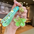 Mint green cherry blossom keychain with starfish sequin oil and silicone wrist strap - Color Cloud Strap Green Starfish Flower