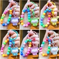 Portachiavi a cartone animato arcobaleno con ciondoli colorati e chiusura per gioielli DIY - Charm Cartoon con Perline Arcobaleno / Multicolore