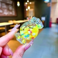 Detail of candy-shaped acrylic pendant with colorful flower and yellow bead filling - Pendant Only (Without Clasp-Yellow)