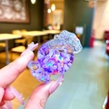 Close-up of a translucent purple candy-shaped acrylic pendant with colorful sequins - Pendant Only (Without Clasp-Purple)