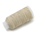 1,2mm beige Baumwollschnur mit Golddraht, unelastisch, auf weißer Kunststoffspule - 10m/Packung (ca. 9g) / Creme mit Goldfaden(J13)