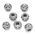 Vintage silver hollow heart pattern cylindrical spacer beads for DIY jewelry making - Heart Geometric Pattern Antique Silver (Alloy Style 3, 1 Piece/Approx. 10g)