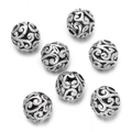 Set of vintage hollow silver beads with filigree scroll pattern for jewelry making - Vine Filigree Hollow Antique Silver (Alloy Style 8, 1 Piece/Approx. 7.5g)