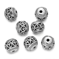 Set of 7 vintage silver hollow peace symbol spacer beads with intricate wave patterns - Peace Symbol Hollow Antique Silver (Alloy Style 9, 1 Piece/Approx. 10g)