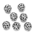 Vintage silver hollow floral beads with retro carved patterns for DIY jewelry making - Petal Relief Antique Silver (Alloy Style 5, 1 Piece/Approx. 7.5g)