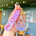 Luminous star moon rabbit liquid keychain with purple glitter sand and bell charm - Purple Luminous Bubble Bead Star Moon Rabbit