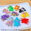 Colorful resin turtle keychains in various vibrant shades, small size 6.1 x 6.1 x 2.2 cm - Small Milk Bean Turtle / 1 Piece / Multicolor