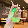 Green liquid sand mini backpack keychain with stars and bubble gradient hand strap - Green Luminous Bubble Bead Backpack