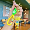 Porte-clés astronaute avec poignée fleur verte et boule de paillettes jaunes - Carillon Éolien Lumineux Jaune