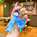 Détail du porte-clés cœur bleu avec perles et dragonne en silicone Sweet Heart - Bleu