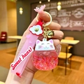 Portachiavi gatto portafortuna con sfera glitterata rosa e cinturino Sweet Heart - Luminoso / Rosso