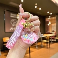 Handheld liquid glitter whale keychain with pink strap, golden bell and snowflake sequins - Gradient Rope [pink] Glow-in-the-dark Snowflake Whale