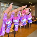 Detail of purple cartoon character charms with matching silicone wrist straps and metal rings - Kuromi Series [purple] / Quantity 1 Is 1 Piece/rubber Type