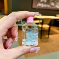 Glow-in-the-dark acrylic liquid bucket liquid keychain with colorful sequins and sand - Luminous Bubble Beads Bucket (Without Keychain) / White