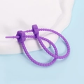 Macro detail of purple silicone cable tie with star-shaped buckle and beaded design - Plum Blossom / 2 Pcs/Set / Dark Purple