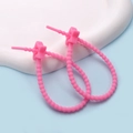 Pink star-shaped silicone cable tie with adjustable beaded design for wire management - Pentagram / 2 Pcs/Set / Rose Red