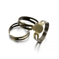 Adjustable bronze DIY ring base with circular grid tray for handmade jewelry crafting - 7mm (40 Pieces/Pack) / Antique Bronze