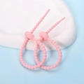 Pink silicone star cat paw cable ties with adjustable teeth and secure ball lock - Ellipse / 2 Pcs/Set / Pink
