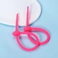 Pink flexible silicone cable ties featuring adjustable beaded design for wire management - Ellipse / 2 Pcs/Set / Rose Red