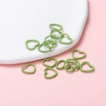 Grass green heart-shaped metal jump rings with textured finish for DIY jewelry crafts - 12x14mm/Thickness 1.5mm (50 Pieces/Pack) / Green