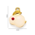Chinese style jade rabbit pendant with gold ears and a red rhinestone eye for jewelry - Single Hanging Hole Style