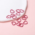 Detailed view of rose pink heart-shaped jump rings for DIY jewelry craft accessories - 12x14mm/Thickness 1.5mm (50 Pieces/Pack) / Rose Red