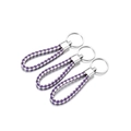 Three-piece set of purple and white woven PU leather keychains with silver metal rings - 5 Pieces / Purple White