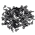 Primer plano de mini tornillos de ojo negros de 4x8mm para bisutería DIY y artesanía - 1x4x8mm (Agujero 2mm) / 50 Unid / Negro