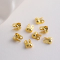 Macro detail of 18K gold plated ball chain connectors and crimp bead covers for jewelry DIY - 2*3.3*4.9mm (Aperture 0.8mm) / 18K Gold