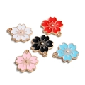 Macro shot of colorful sakura cherry blossom alloy pendants for DIY jewelry crafts - 10 Pieces/Pack (17.8*19.7mm / 1.9mm Hole Size) / Multicolor