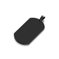 Detail of minimalist black stainless steel military dog tag pendant with rounded edges - Arc Bottom Rectangle / Black