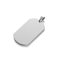 Macro shot of silver stainless steel military dog tag with reflective mirror finish - Rounded Rectangle / Steel