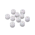 Vue macro de perles facettées en acrylique blanc iridescent 14mm pour bijoux artisanaux - 14mm / Trou 4.8mm / Aspect Perle Mabé