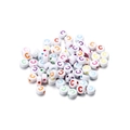 Flat lay of white acrylic round beads with colorful letter C for DIY jewelry making - Style C / 7mm (100 Pieces/Pack)