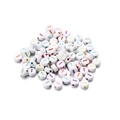 Macro shot of white acrylic alphabet beads with colorful stripes for DIY jewelry making - Style I / 7mm (100 Pieces/Pack)