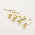 Set de cuatro ganchos para pendientes de latón chapado en oro 18K con muelle y bola para joyería - 21x21mm (Pack de 20) / Oro 14K