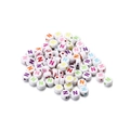 Macro shot of white acrylic round letter N beads with colorful printing for DIY jewelry making - Style N / 7mm (100 Pieces/Pack)