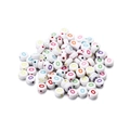 Macro shot of white acrylic round beads with colorful letter O for DIY jewelry making - Style O / 7mm (100 Pieces/Pack)
